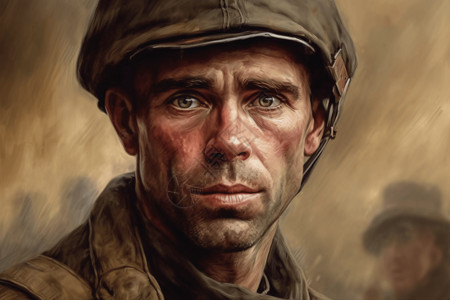 油画风格的外国士兵背景图片