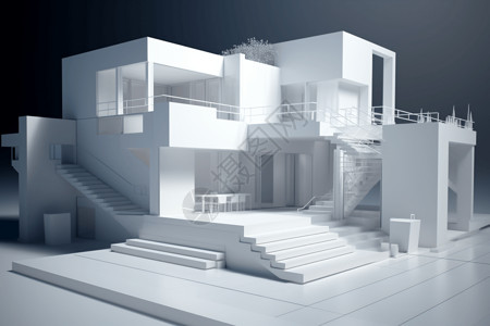 现代别墅家居外部3D概念图图片