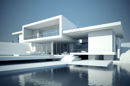 家居游泳池现代别墅家居外部概念图设计图片