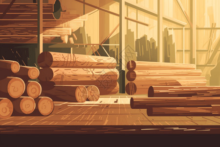 木材加工厂艺术插图图片
