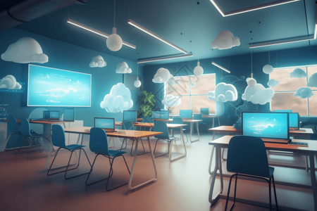 基于云的教育系统概念图背景图片