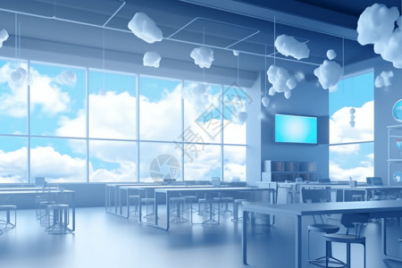 未来派基于云的教育系统概念图背景图片