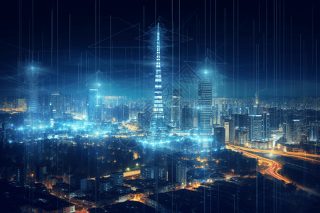 城市电网支持5g的智能电网概念图设计图片