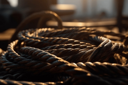 工业船起重机钢丝绳和钩子的特写设计图片
