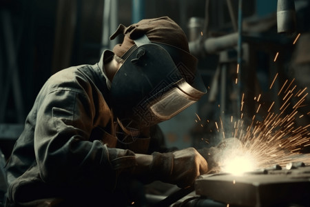 焊接工艺工厂焊工将焊接熔断金属的特写镜头设计图片