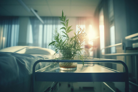 生长床环境整洁的病房和植物设计图片