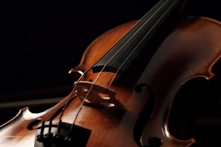 小提琴手的弓在弦上移动的特写镜头高清图片