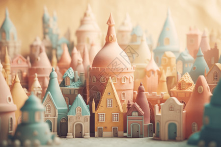 童话环境中的粘土3D城堡背景图片