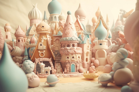 童话公主童话环境中的3D粘土城堡设计图片