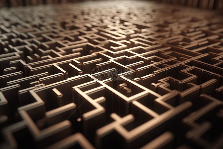 金属抽象迷宫3D概念图图片
