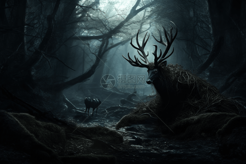 黑暗森林神话生物3D概念图图片