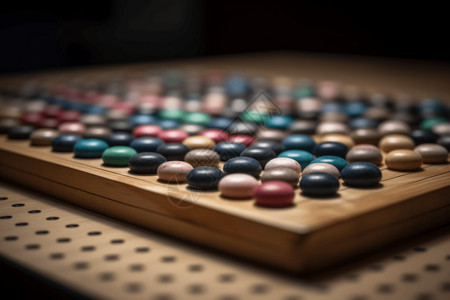 棋牌上整齐排列的石头图片背景图片