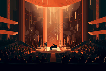 进行钢琴表演的音乐厅背景图片