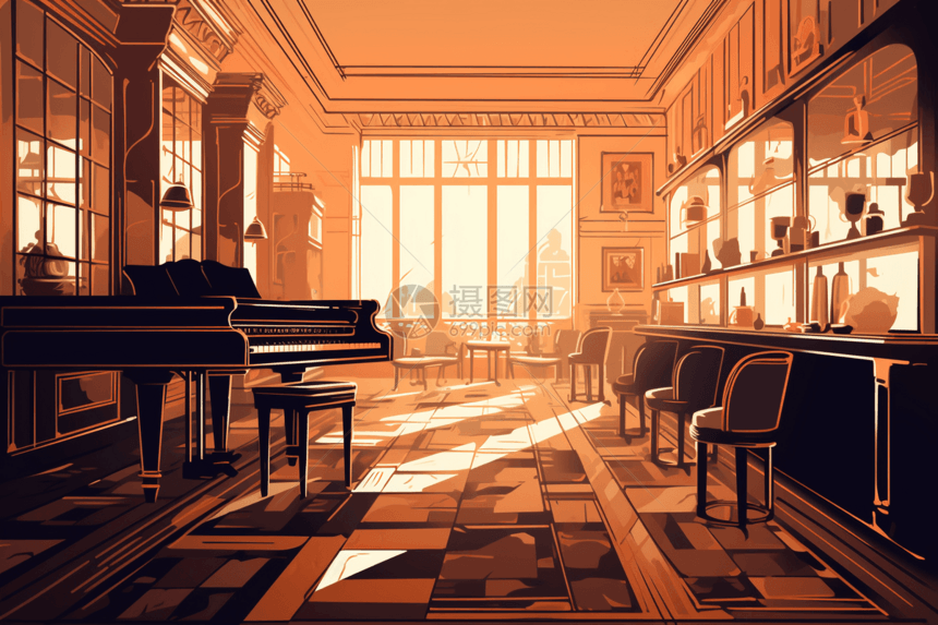 钢琴酒吧的内部图片