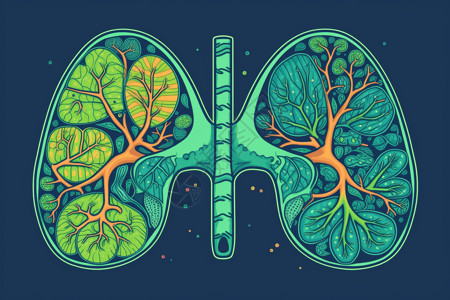 气管异物长出树的肺插画