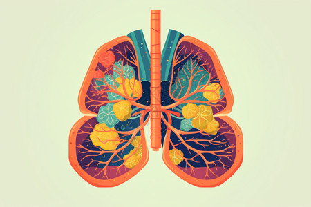 肺叶切除术详细的支气管和肺泡插画