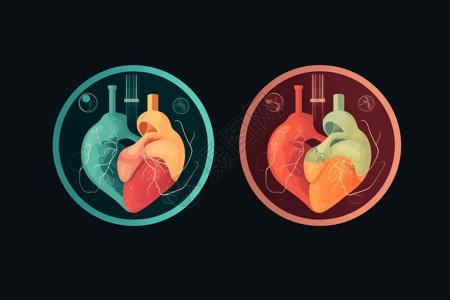 人体双肺插画图片