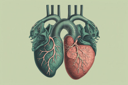 肺动脉有丰富信息的心脏和肺插画