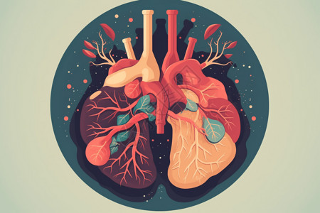 肺心复杂的人体器官插画