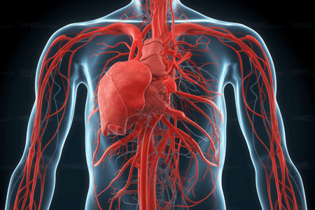 主动脉夹层人体的心血管系统插画