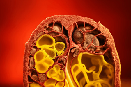 肝脏细胞有五颜六色细胞和血管的肝脏插画