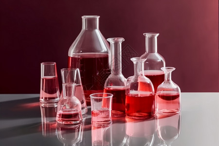 红色液体的实验室器皿图片