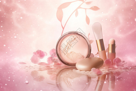 粉色化妆品促销背景图片