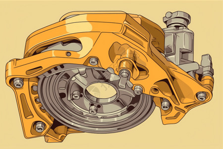制动钳和活塞插画