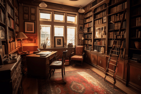 复古的书房装修图片