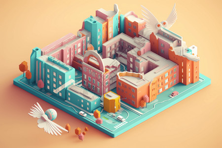 彩色鸽子插图彩色的都市插画