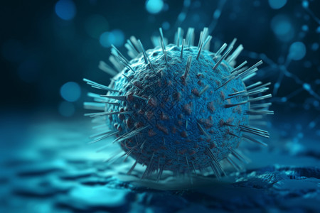 蓝色球形细菌病毒模型插画