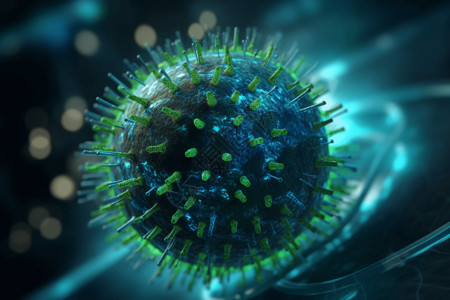圆形细胞绿色的圆形病毒细菌插画