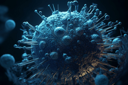 蓝色的巨型病毒图片