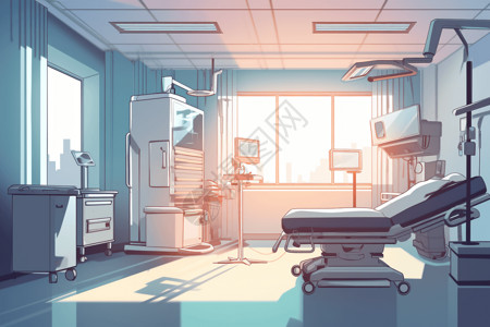 卡通的医院病房背景图片
