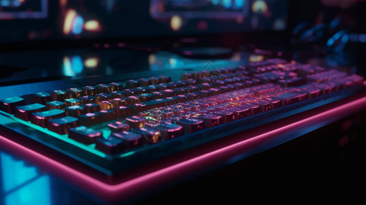 霓虹炫酷的发光键盘图片