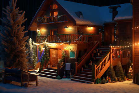 装饰圣诞节的房子背景图片