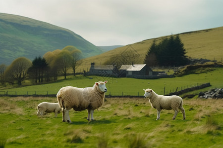 草地中的绵羊图片