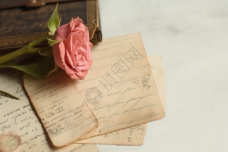 信上的一只玫瑰花背景图片