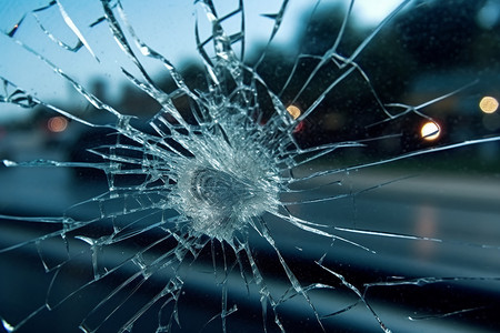 汽车上的挡风玻璃碎了背景