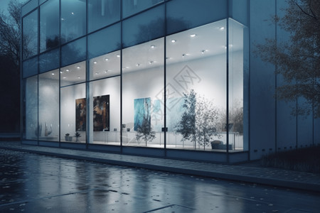 落地橱窗现代美术馆的落地大窗设计图片