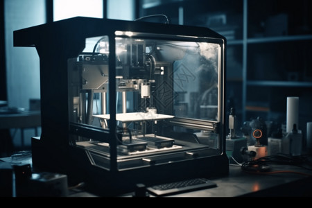 3D打印机在工厂中创建复杂对象高清图片