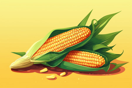 烤玉米粒新鲜的玉米插画
