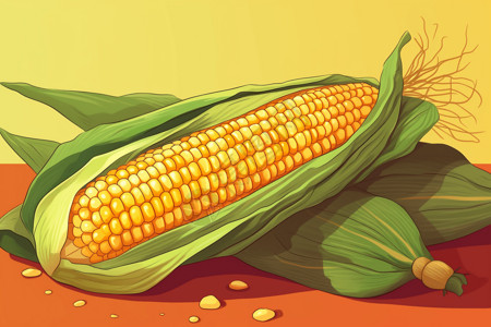 玉米粒食材金黄色的玉米插画