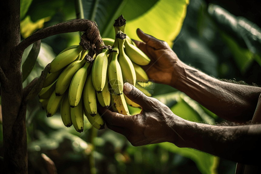 香蕉挂在树上图片