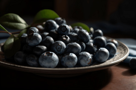 盘子里的蓝莓图片