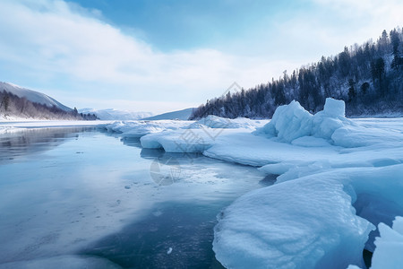 冬季冻结的湖图图片