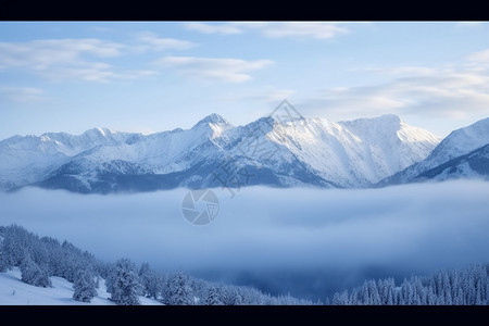 山上美丽的雪景图图片