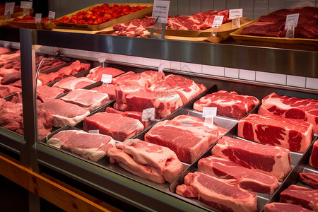 小型肉店的肉制品图高清图片