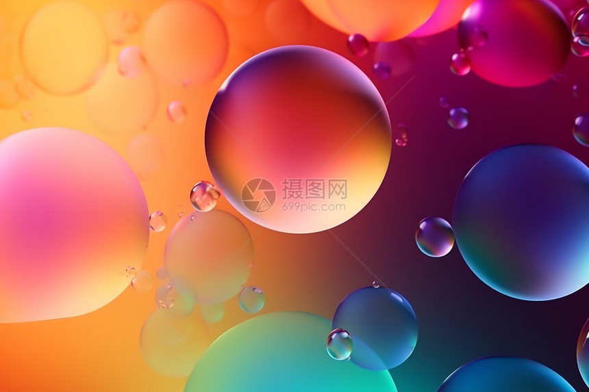 抽象气泡彩色模糊背景图片