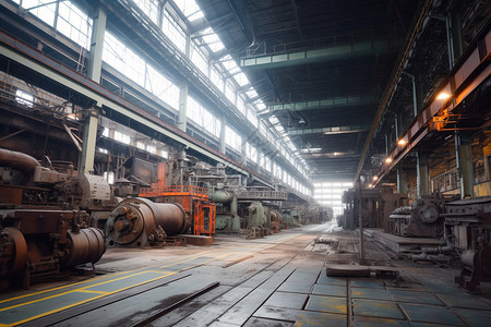 冶金铸造冶金厂机械车间内部作业场景设计图片